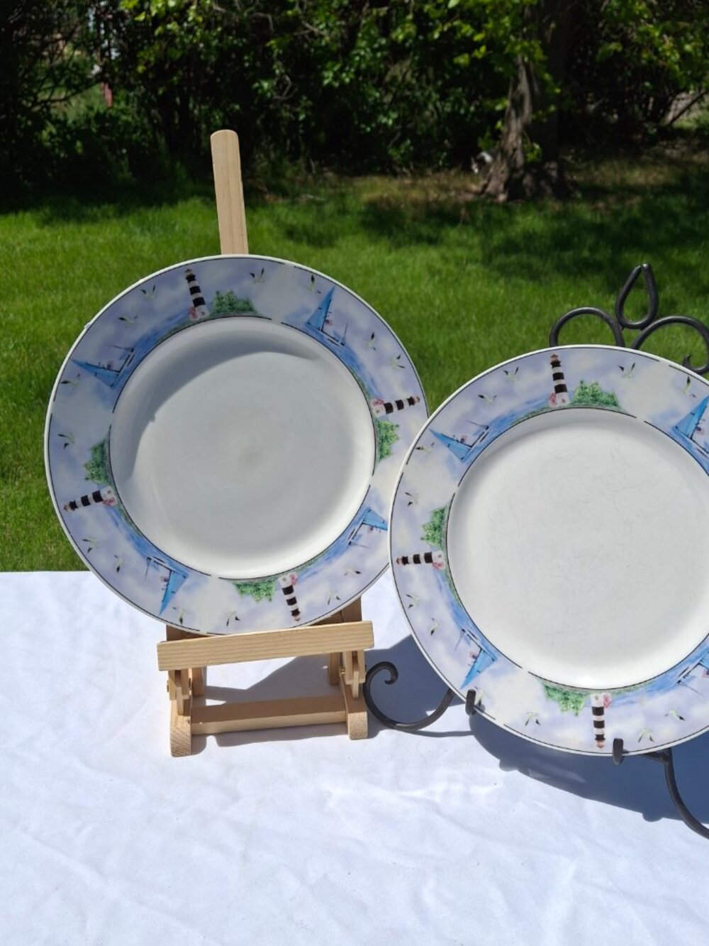 Vintage Lighthouse Dinner Plates Thomson Pottery Coastal Kitchen Decor 4 Plates